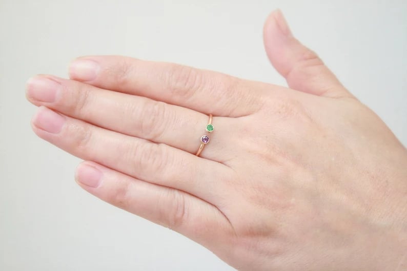 Duo Round Birthstone Ring
