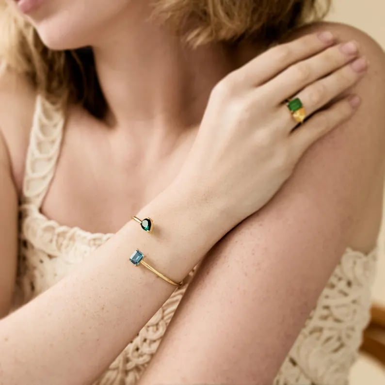 Custom Birthstone Bangle Bracelet