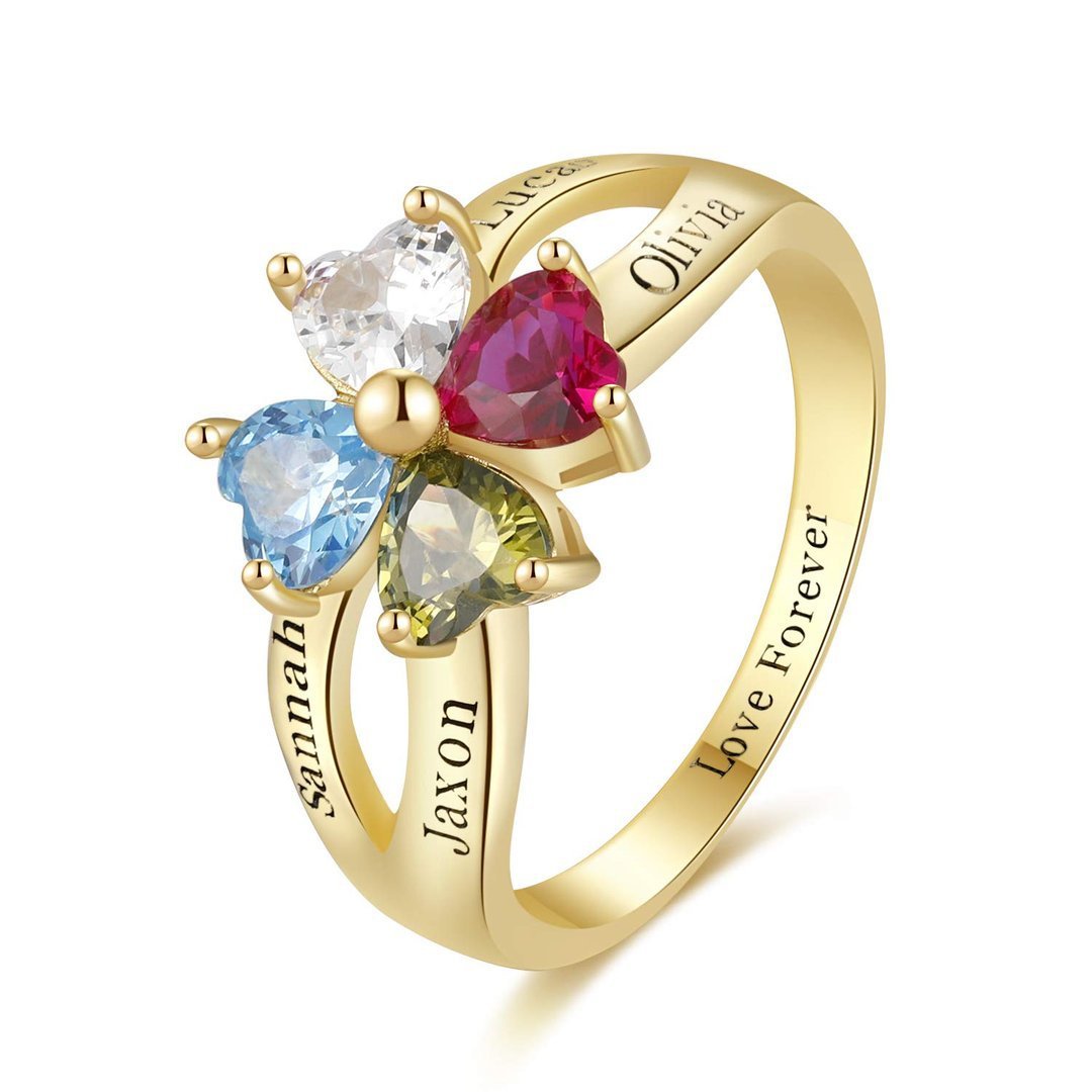 Personalized Heart Birthstone Ring