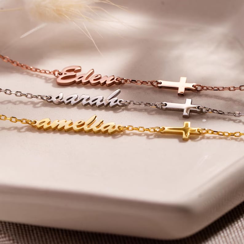 Custom Name and Cross Bracelet