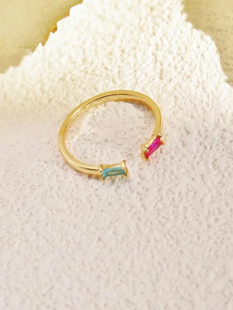 Duo Baguette Birthstone Ring