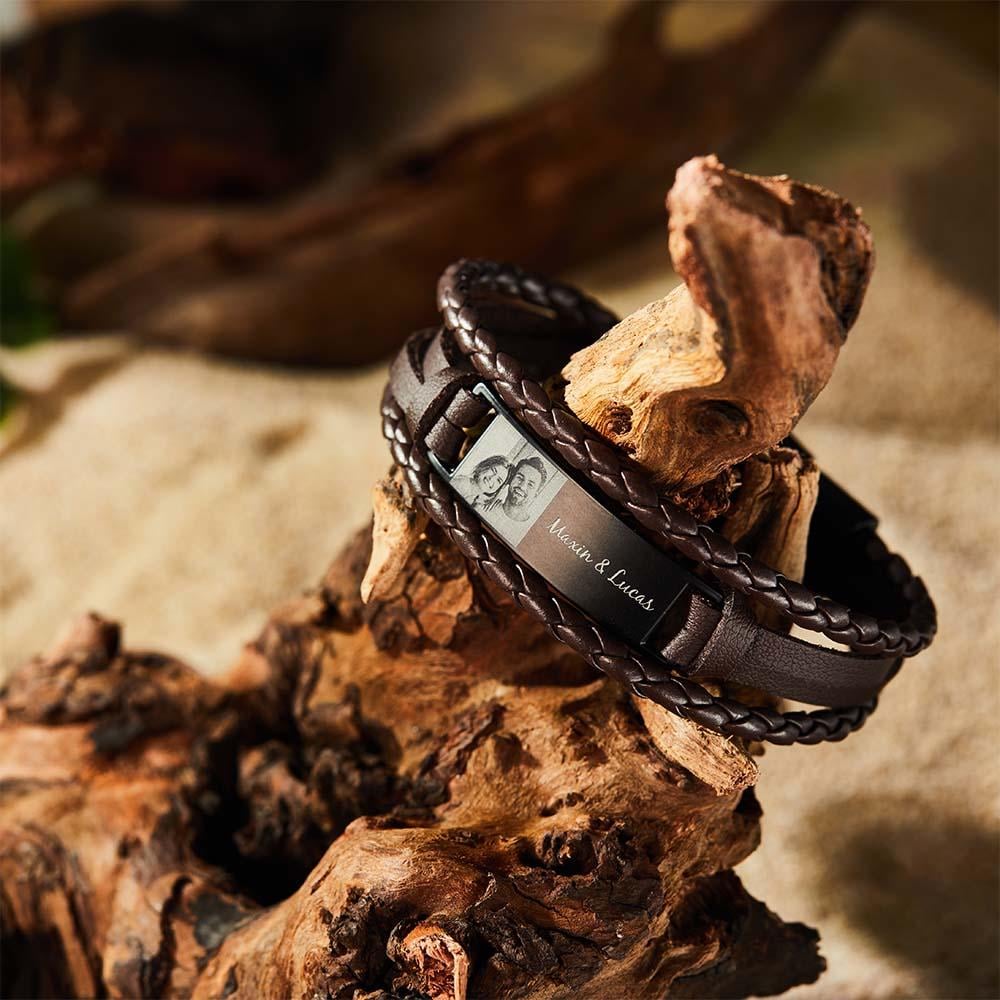 🎇💕Leather Engraved Bracelet Best Gifts for Him