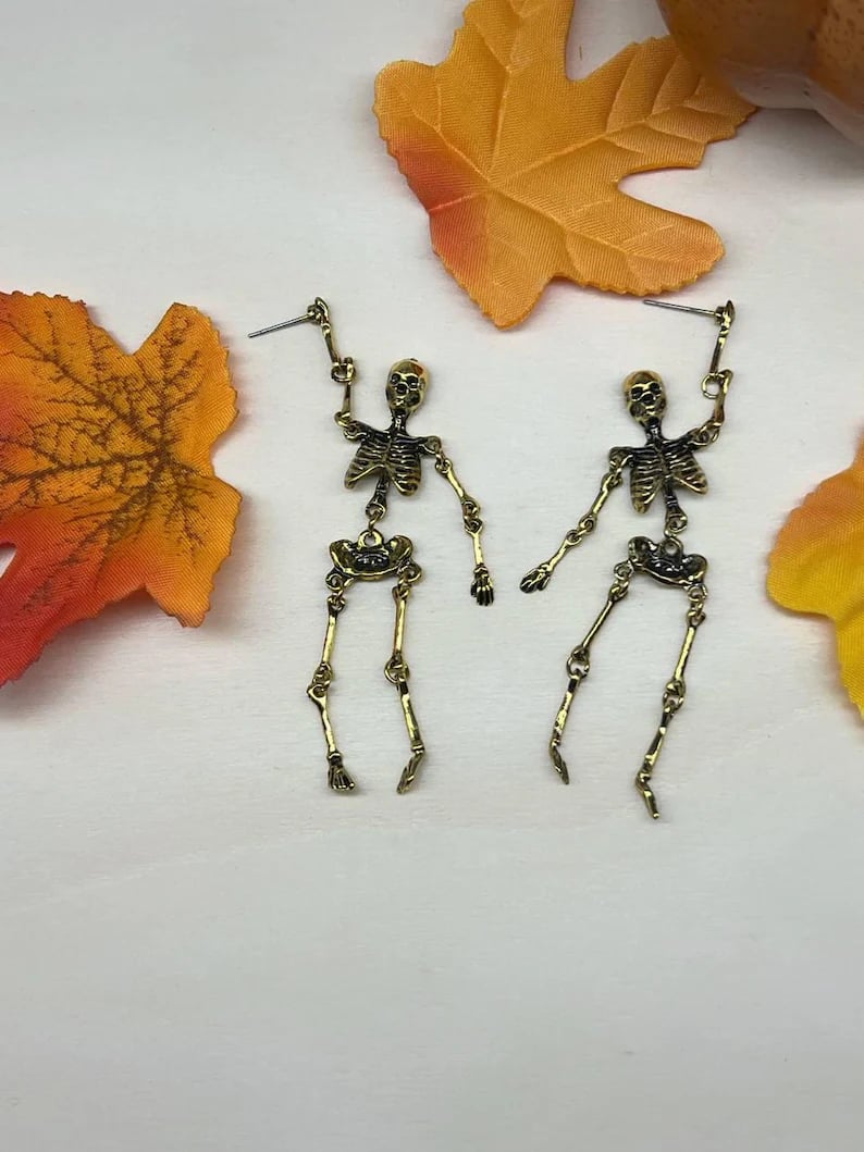 Gold Skeleton Earrings