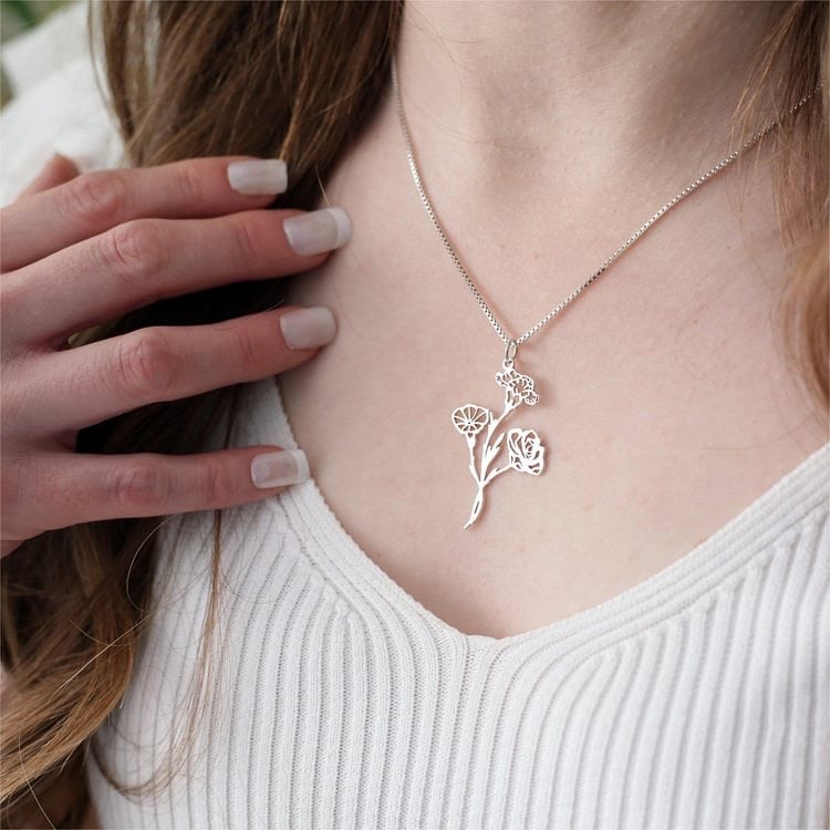 💐Birth Flower Bouquet Necklace