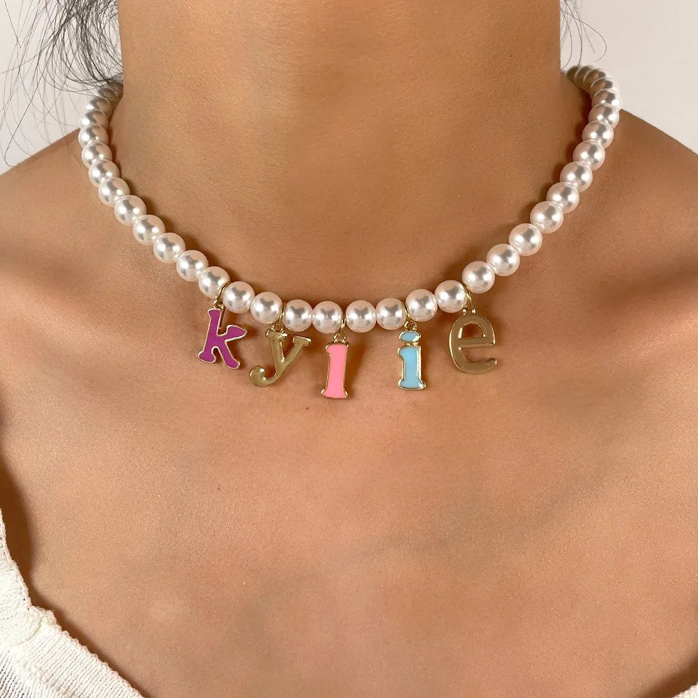 Custom 26 Letters Pearl Necklace