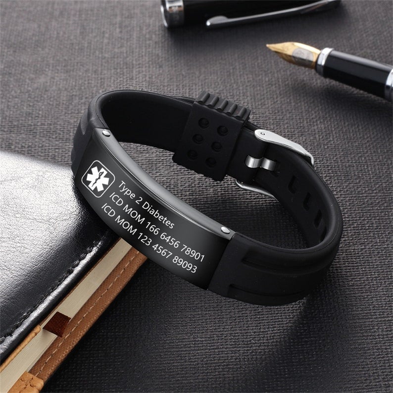 🏃‍♂️♥Sport Emergency ID Bracelet,Personalized Medical Alert Bracelet for Men