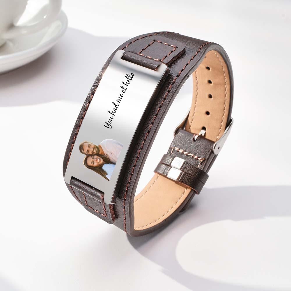 🎇✨Custom Engraved Bracelet Simple Leather Gifts for Men