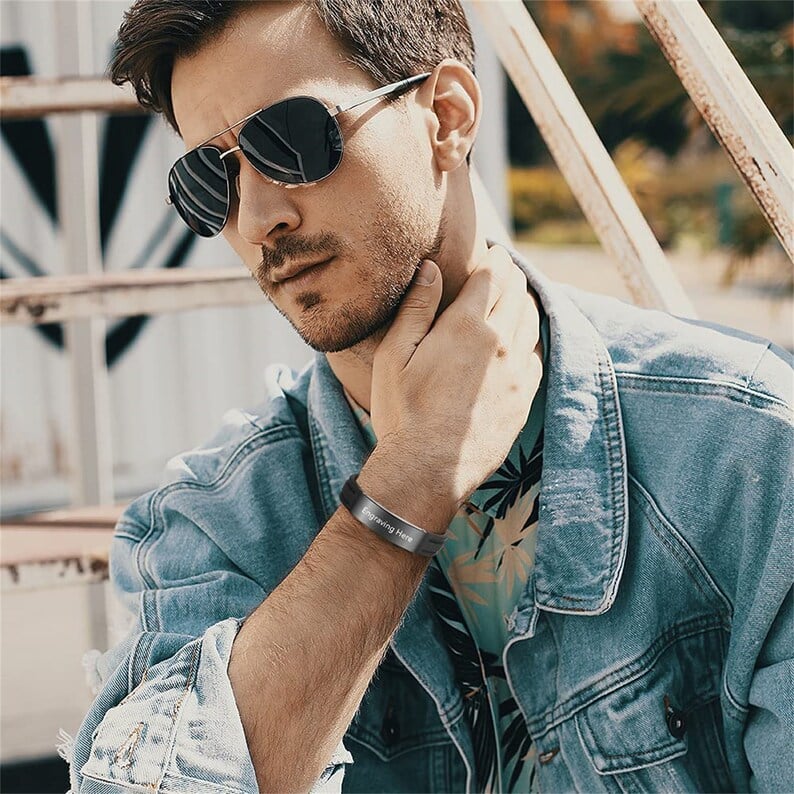 🏃‍♂️♥Sport Emergency ID Bracelet,Personalized Medical Alert Bracelet for Men