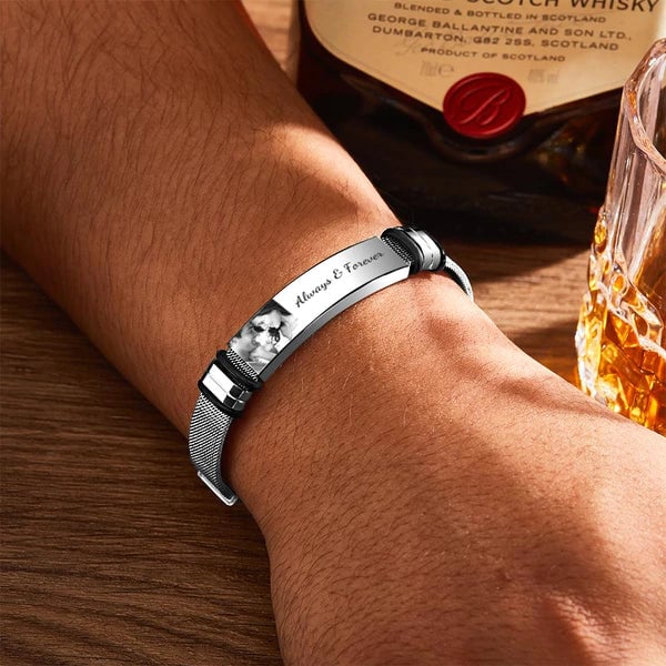 🎁Custom Photo And Engraved Stainless Steel Bracelet Best Gifts Men‘s Gift