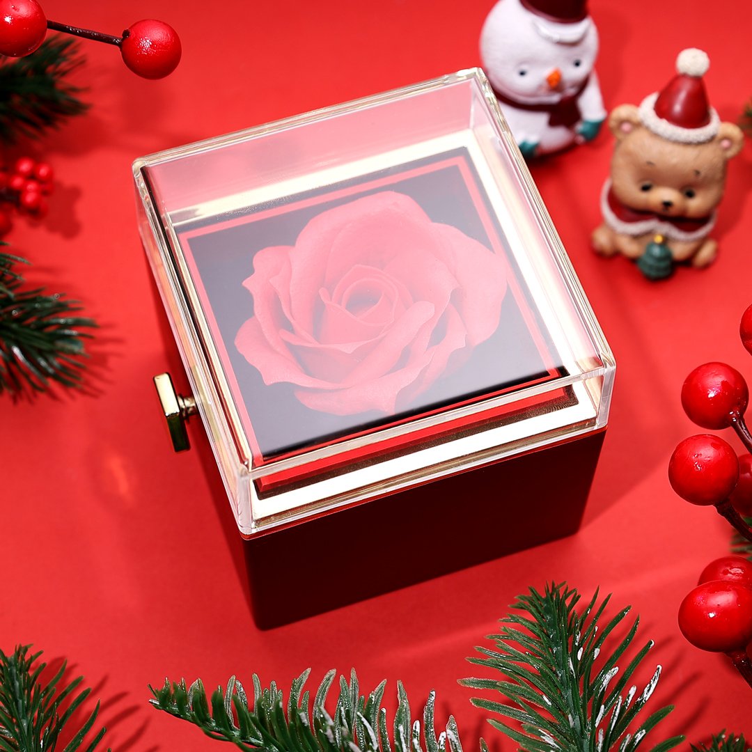 Personalized Mum Circle Necklace Gift Set With Premium Rotating Rose Flower Gift Box-Custom 1 Birthstone Pendant Necklace Engraved Names Gift For Mum