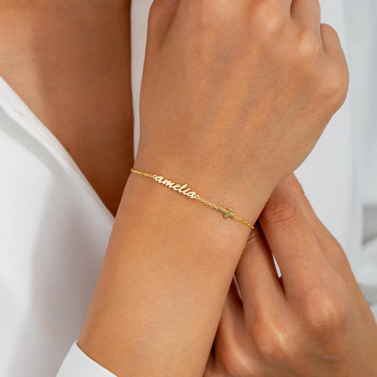 Custom Name and Cross Bracelet