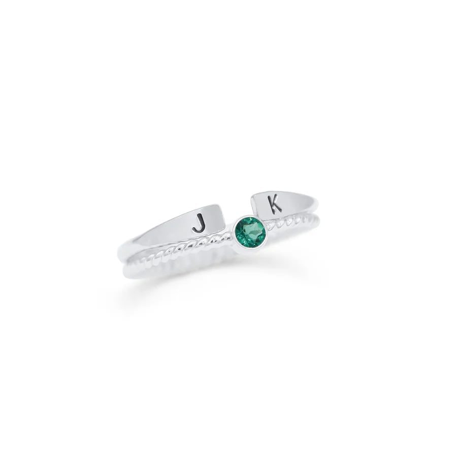 Birthstone and Initial Ring Set