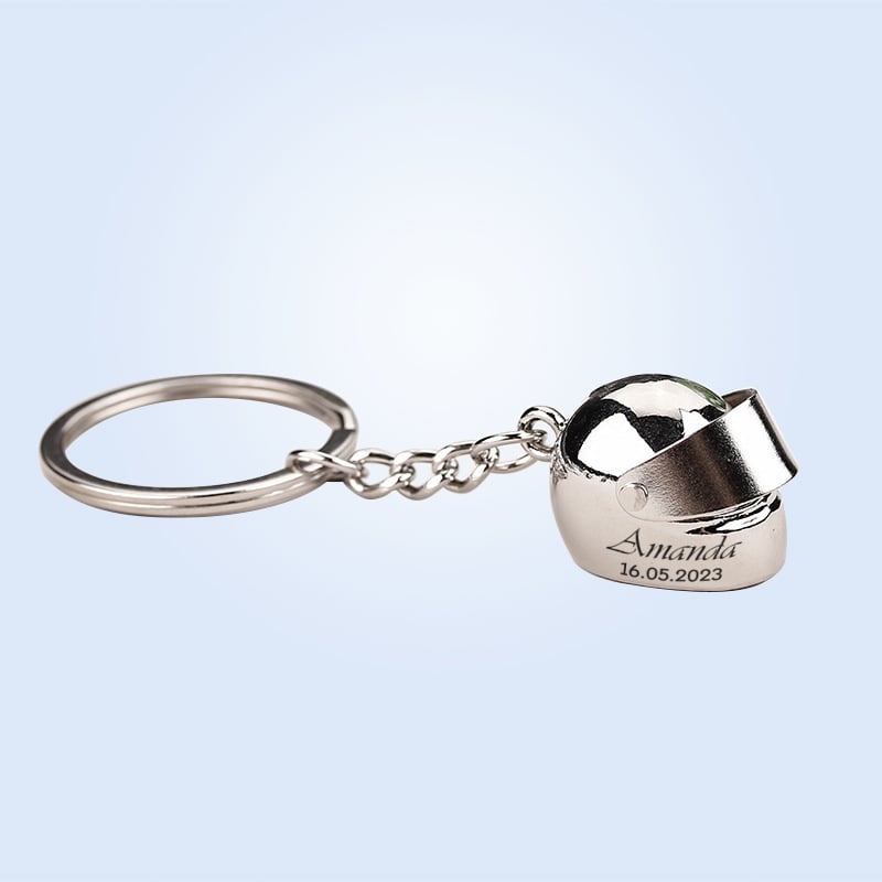 Custom Name Motorcycle Helmet Keyring