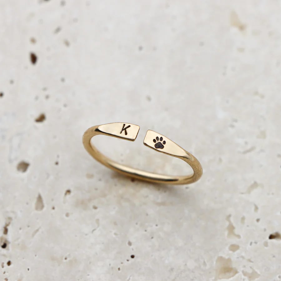 Birthstone and Initial Ring Set