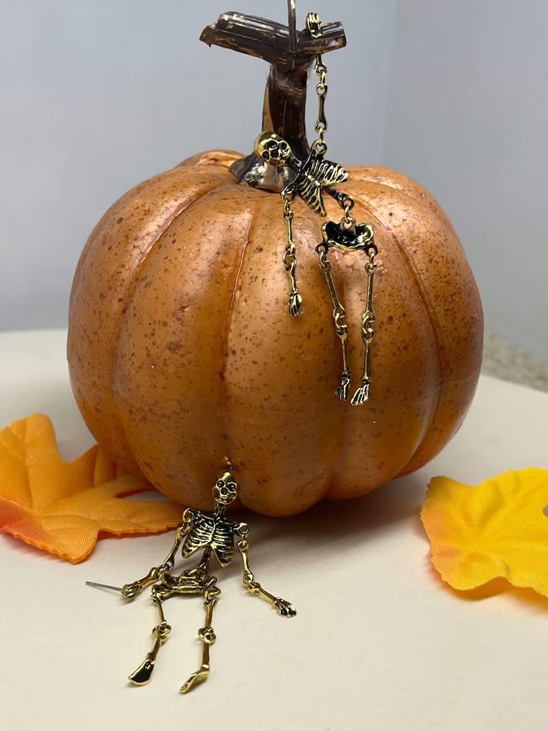 Gold Skeleton Earrings