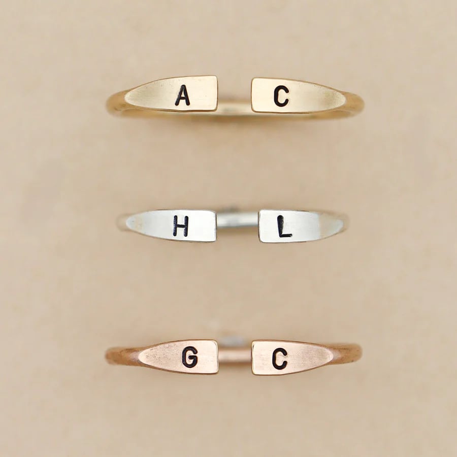 Birthstone and Initial Ring Set