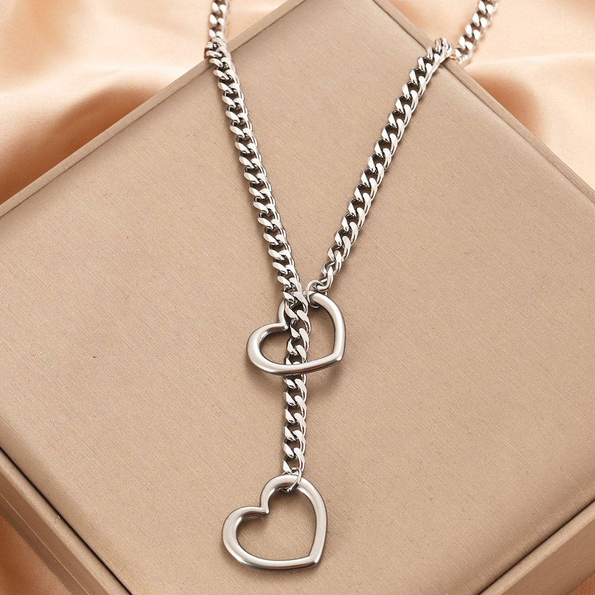 Slip Chain Heart Choker