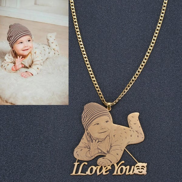 Custom Photo Engraved Pendant Necklace