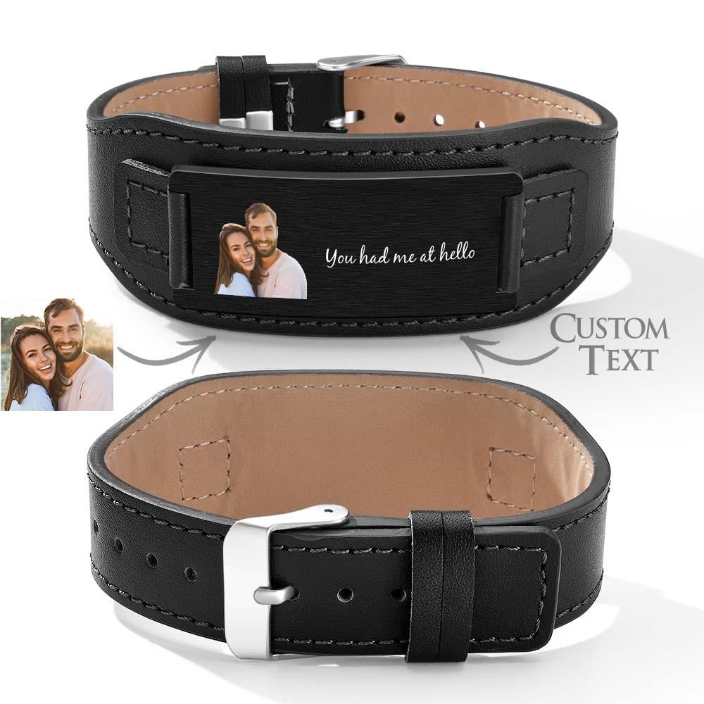 🎇✨Custom Engraved Bracelet Simple Leather Gifts for Men
