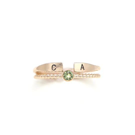 Birthstone and Initial Ring Set