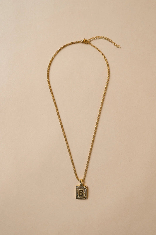 Initial Card Pendant in Gold