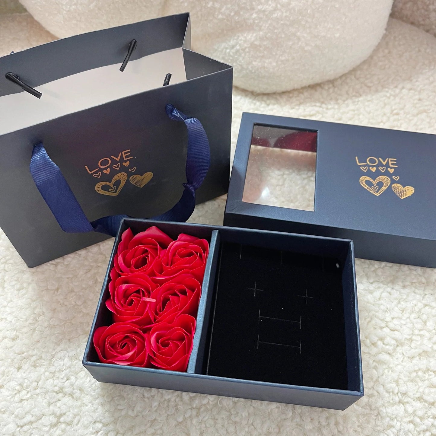Rose Gift Box Six Everlasting Flowers Jewelry Box