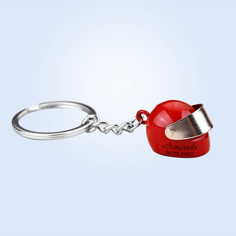 Custom Name Motorcycle Helmet Keyring