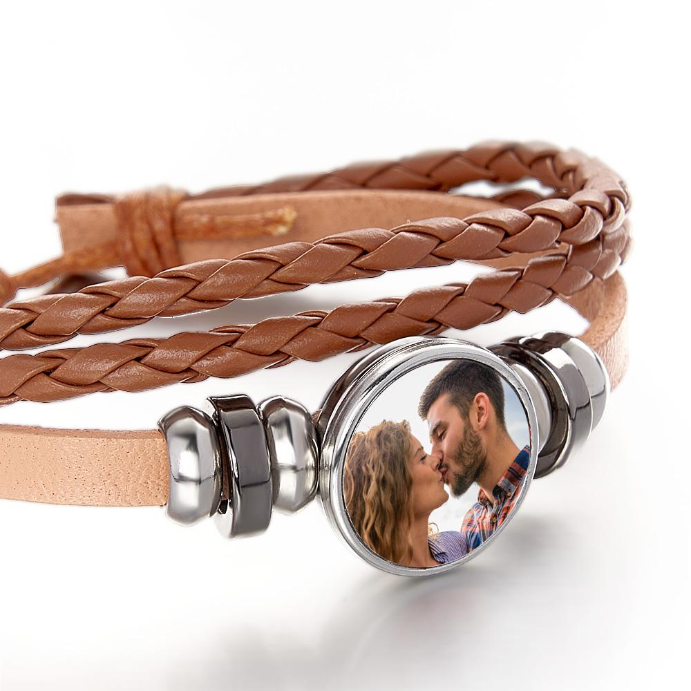 ✨Customized Leather Bracelet Snap Charm Bracele