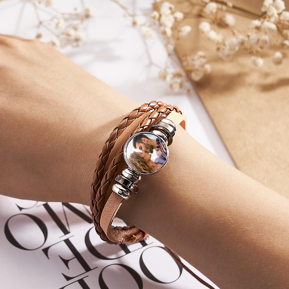 ✨Customized Leather Bracelet Snap Charm Bracele