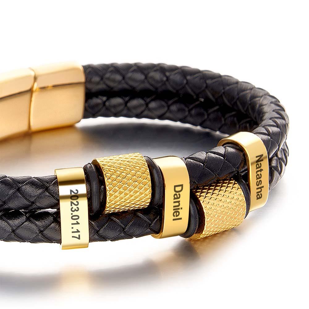 ✨🎁Stainless Steel Cross Men's Multilayer Leather Bracelet Stainless Steel Braided Leather Great Gift for Him