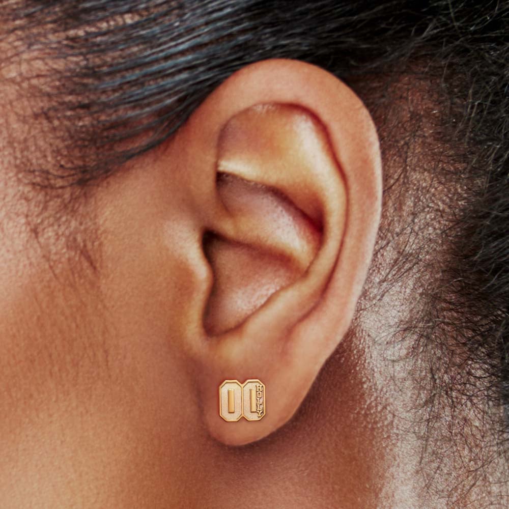 Pair Of Sports Number Stud Earrings With Name