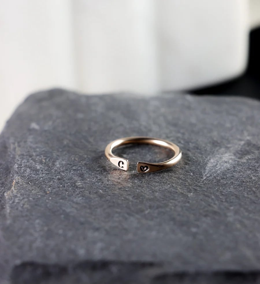 Birthstone and Initial Ring Set