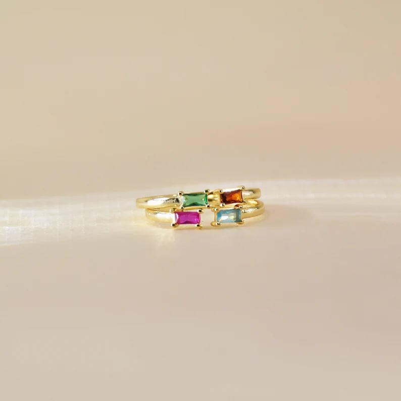 Duo Baguette Birthstone Ring