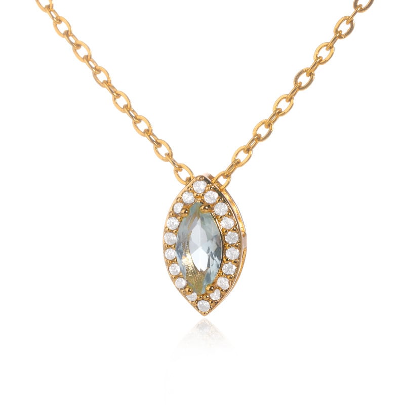 Birthstone Necklace in Gold with Water Drop Pendant