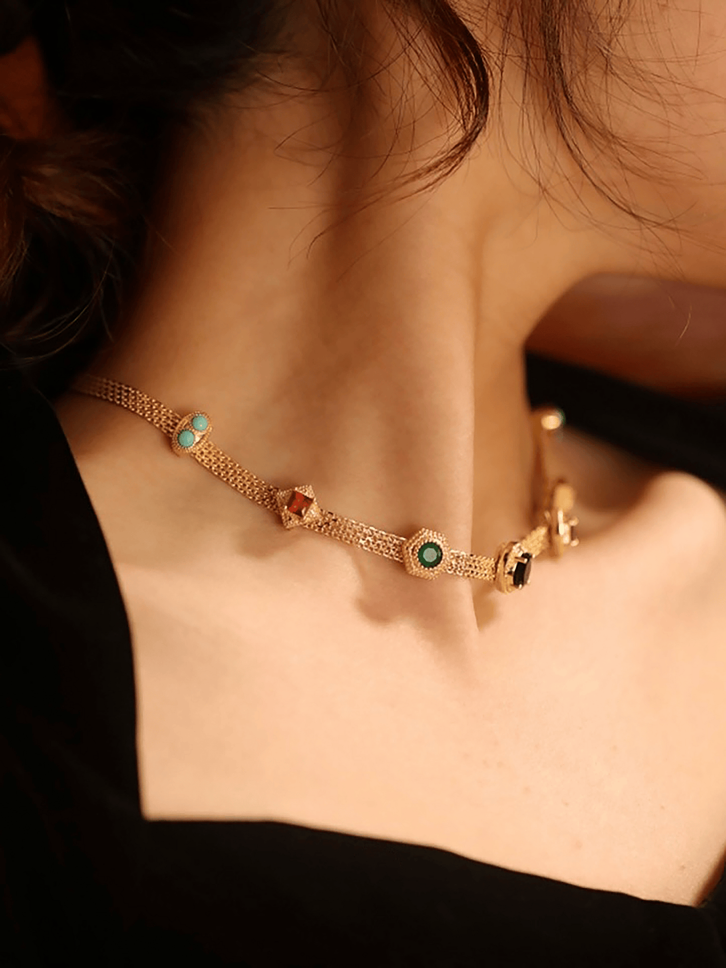 Medieval Vintage Style Necklace Set | 24k Gold Plated