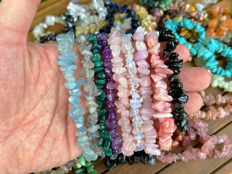 ✨Natural Crystals Stretchy Chip Bracelets,Bracelet For Women,Healing Crystals Chip Bracelet,For Gift Crystals Bracelets