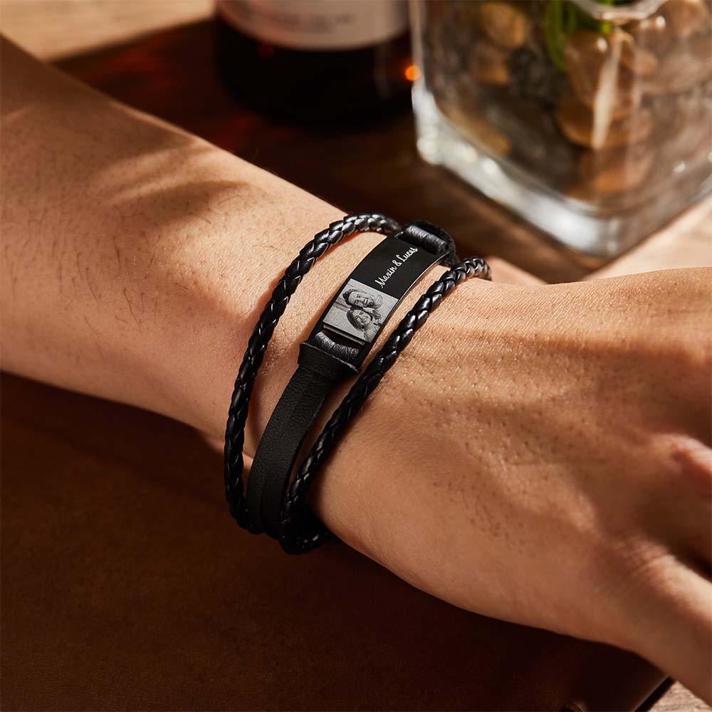 🎇💕Leather Engraved Bracelet Best Gifts for Him