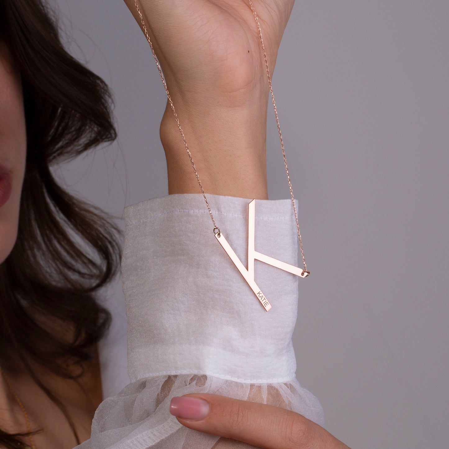 Engraved Large Letter Name Necklace