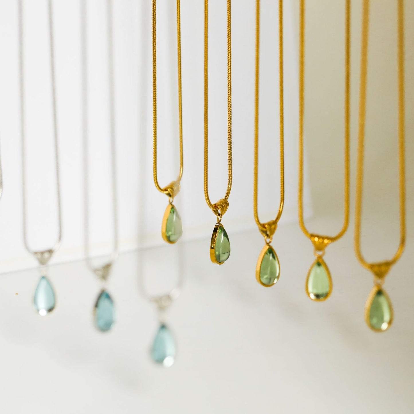 💎Water Drop Ocean Pendant silver snake necklace