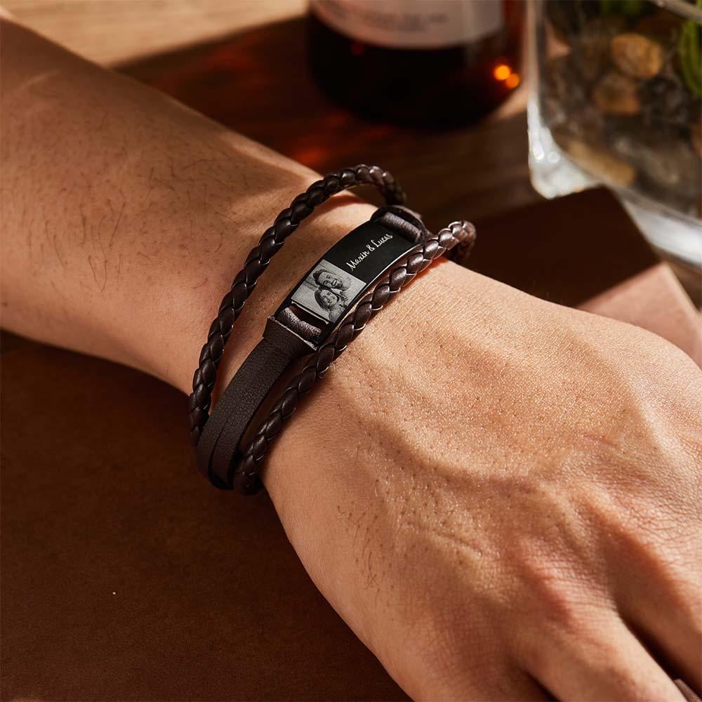 🎇💕Leather Engraved Bracelet Best Gifts for Him