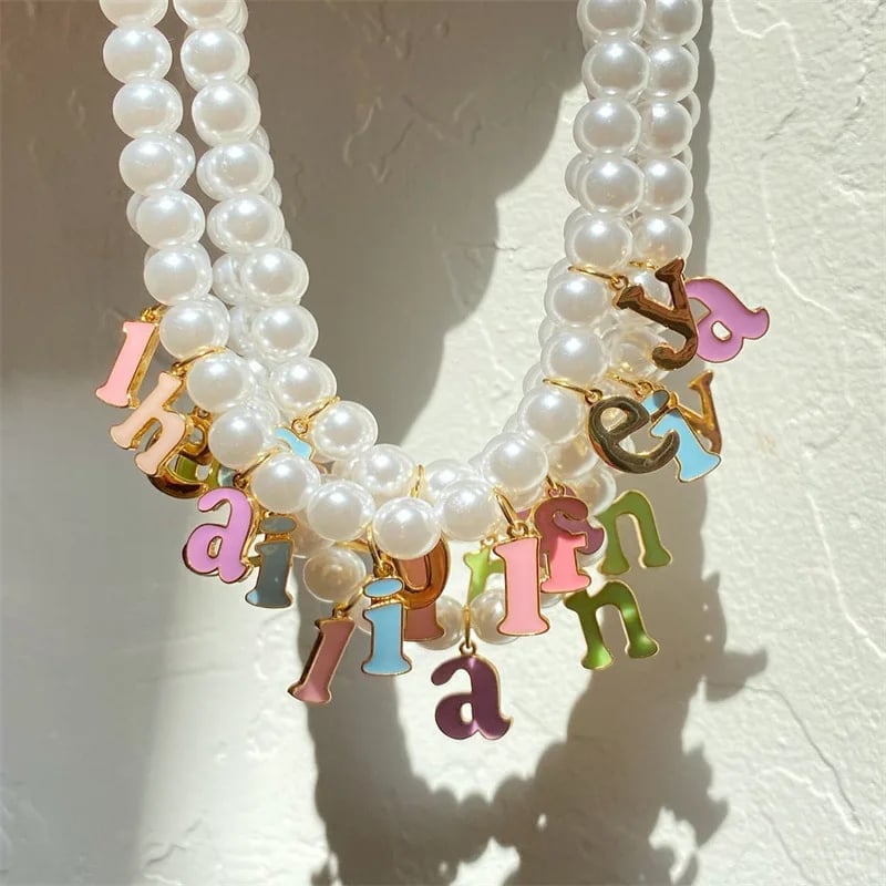 Custom 26 Letters Pearl Necklace