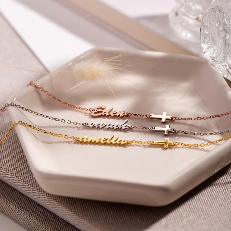 Custom Name and Cross Bracelet