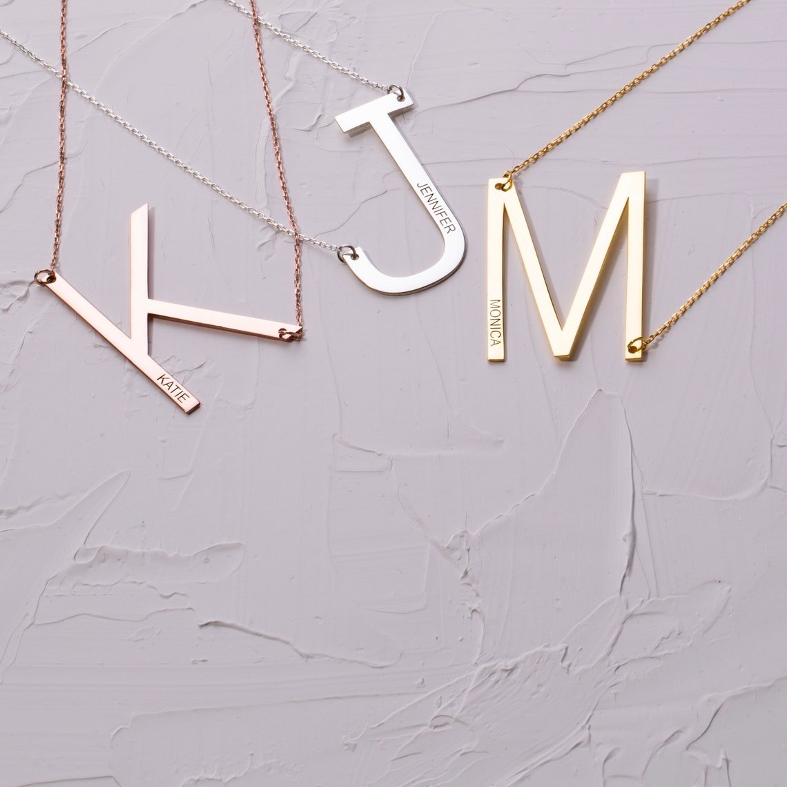 Engraved Large Letter Name Necklace