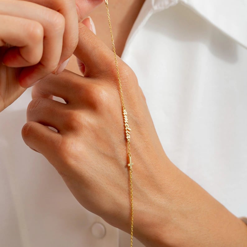 Custom Name and Cross Bracelet