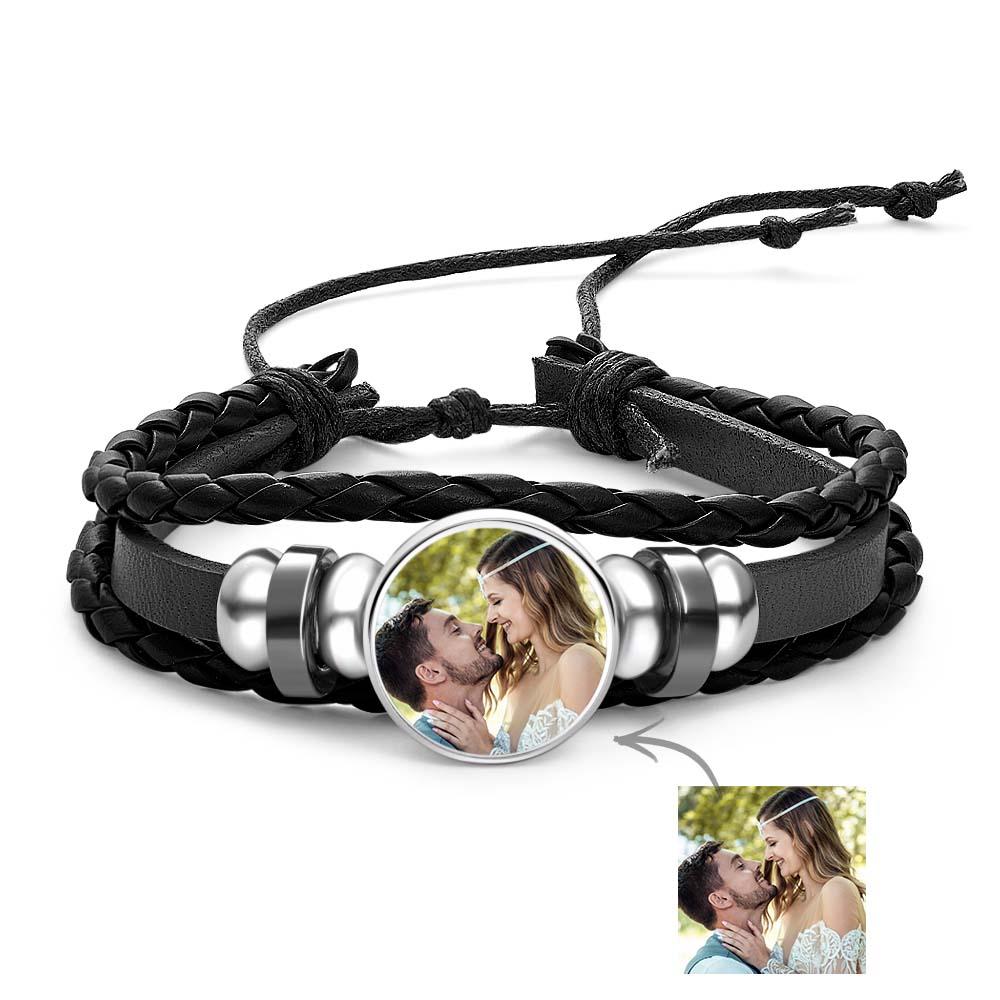 ✨Customized Leather Bracelet Snap Charm Bracele