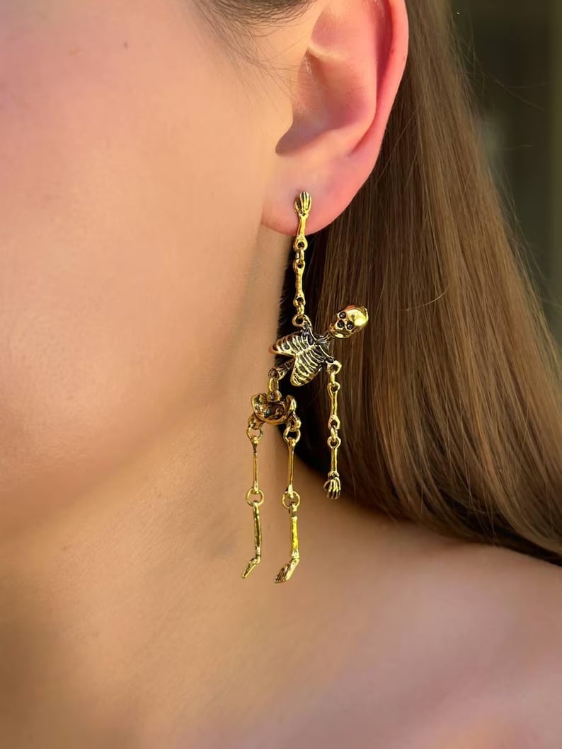Gold Skeleton Earrings