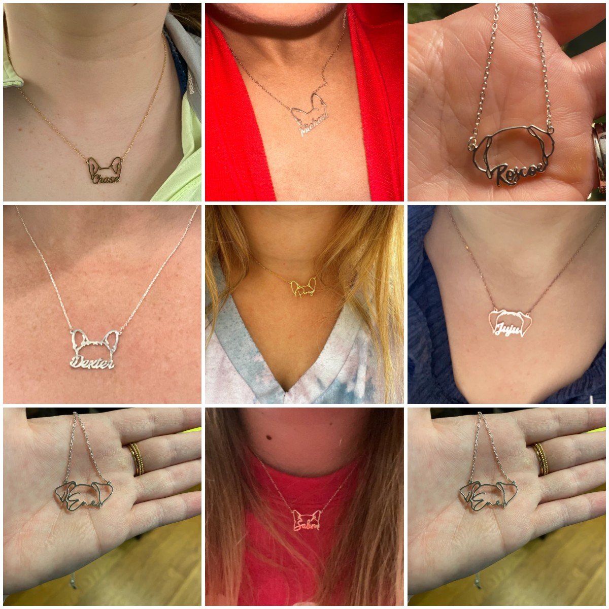 🐶🐱Custom Pet Ears Outline Necklace • Personalized Dog Cat Necklace • Pet Name Necklace