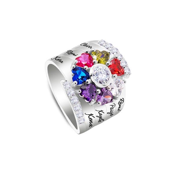 Personalized Heart Birthstone Ring