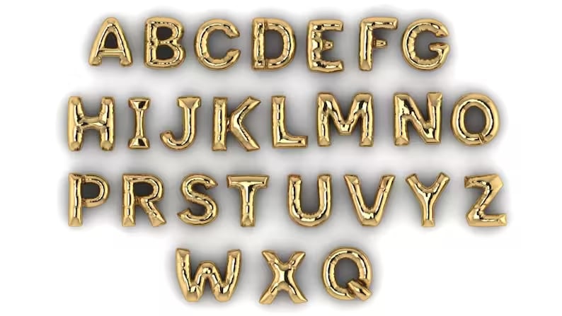 3D Initial Necklace, Bubble Letter Pendant, Custom Jewelry