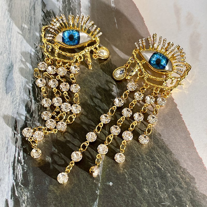 👁Blue devil eye vintage earrings